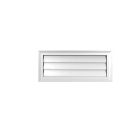 Ekena Millwork Vertical Surface Mount PVC Gable Vnt: Non-Functional, w/2"W x 1-1/2"H, Brickmould Frame, 28"W x 12"H GVPVE28X1202SN